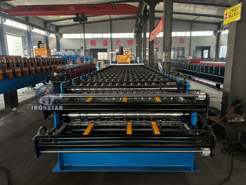 “Ironstar European Standard CE Certified 5 Rib 6 Rib Trapezoidal Sheet Double Layer Roll Forming Machine Automatic Metal Roofing Sheet Making Machine Roof Panel Production Line Hungary”